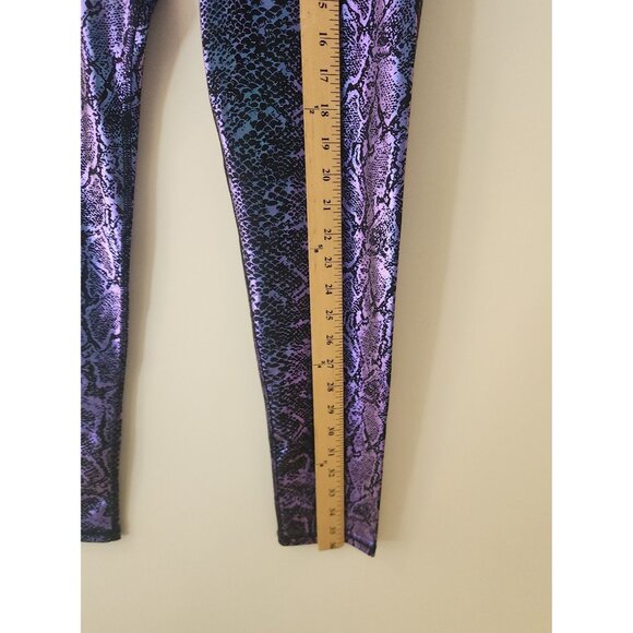 DOV DOVPOD Snakeskin Metallic Leggings Exotic Yoga Pants Blue Purple Large - Picture 13 of 14